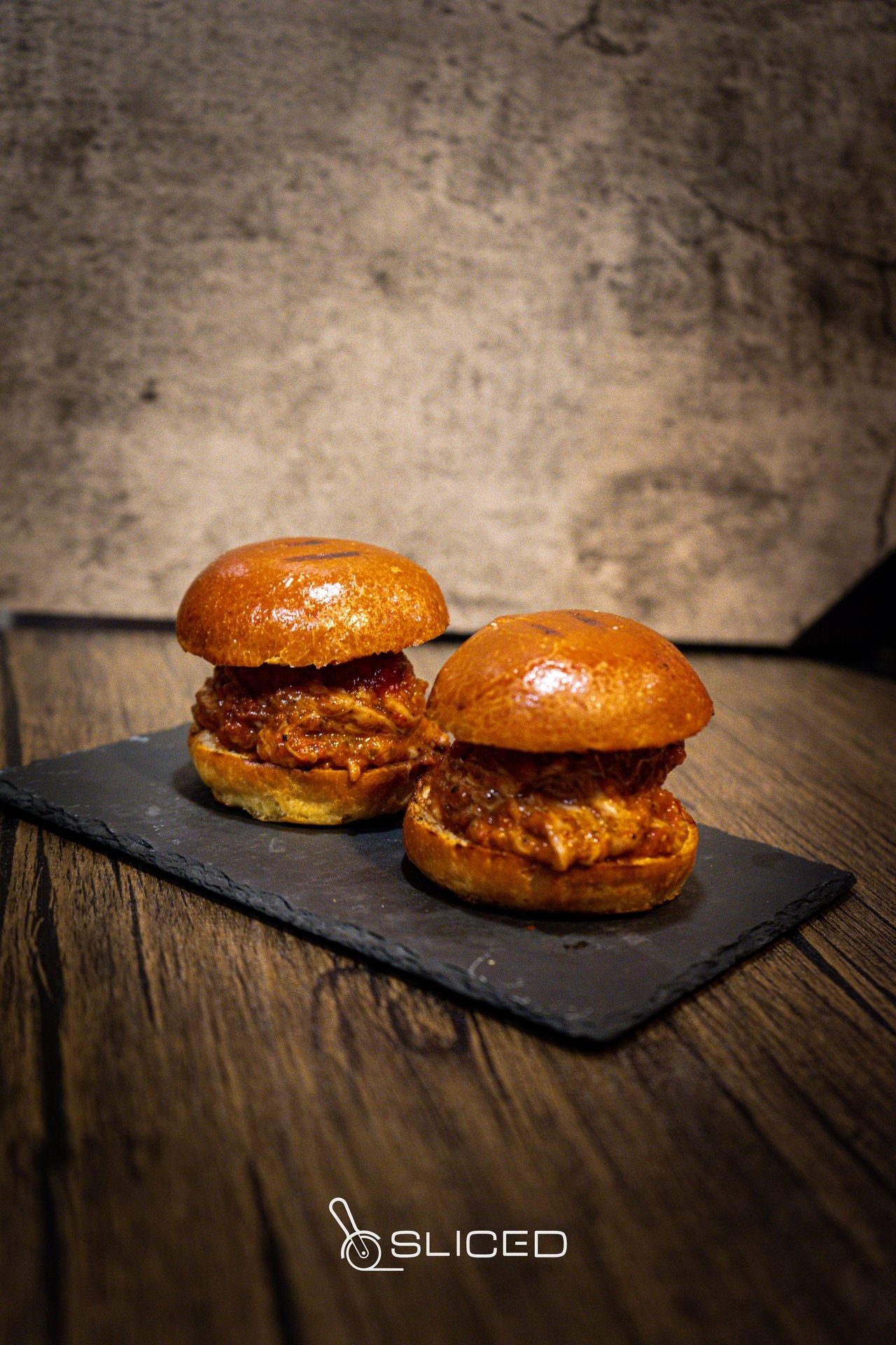 BBQ Pulled Pork Belly Sandwich.