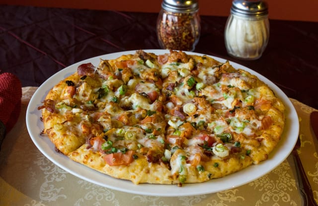 Creamy Garlic Combo Pizza.